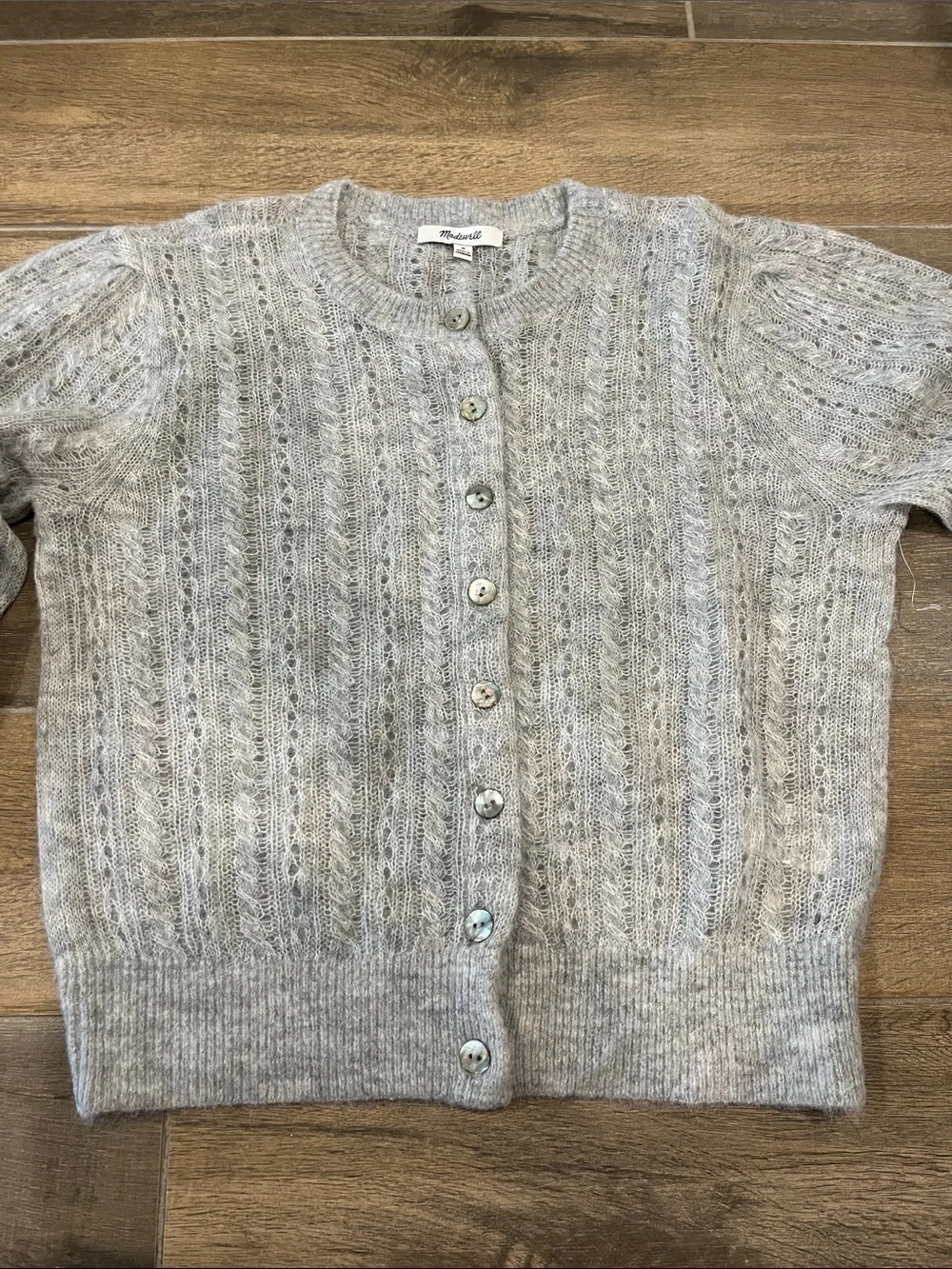 NEW Madewell Pointelle-Stitch Cardigan in Alpaca Blend Size Medium - Picture 5 of 8